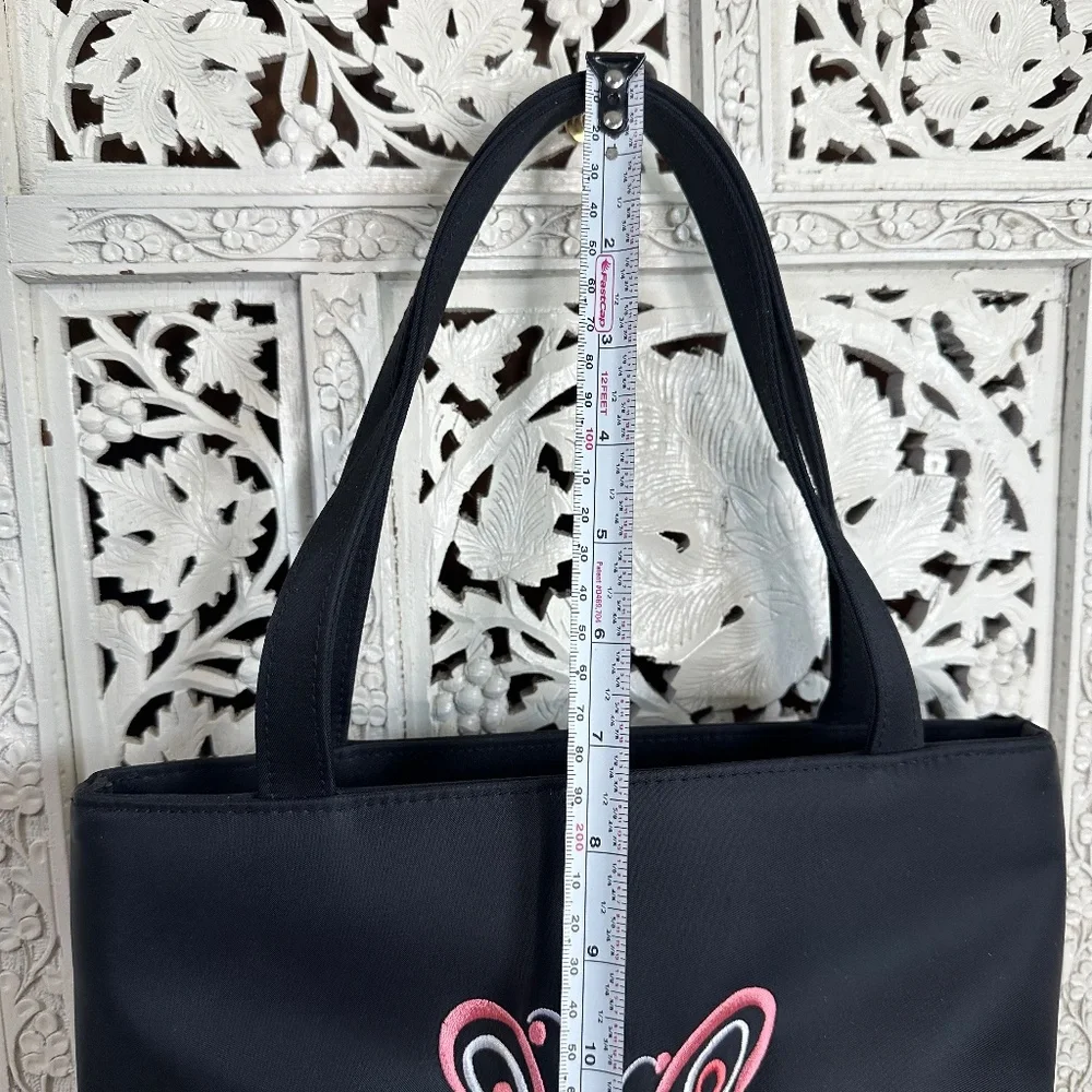 Bob Mackie Wearable Art Embroidered Pink & Black Butterfly Small Tote Bag‎